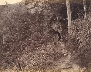 Black And White Mountain Scene Prints: Left Road up to Yuen foo Monastery, ca. 1869. Creator: Afong Lai