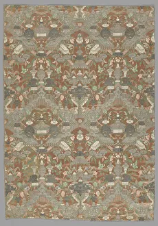 Chinoiserie Prints: Length of Woven Silk Print, Netherlands, 1730s