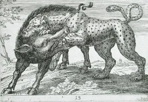Hendrick Hondius I, A Leopard Fighting a Boar Print, 1610