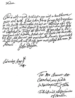 A letter written by John Dryden (1631-12700), English poet, 1699 (1840) A letter written by John Dryden (1631-12700), English poet, 1699 (1840)