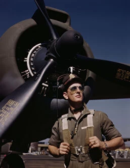 Airscrew Collection: Lieutenant 'Mike'Hunter, Army pilot assigned to Douglas Aircraft Company, Long Beach, Calif. 1942