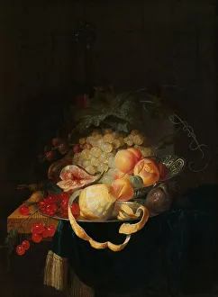Oil On Panel Paintings Europe Prints: Still Life with Fruit, 1668. Creator: Johannes Hannot