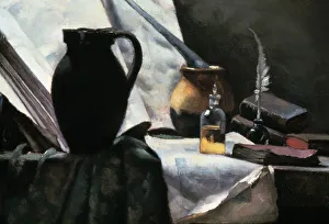 Still Life with Skull, detail, 19th century. Artist: Antoine Vollon Still Life with Skull, detail, 19th century. Artist: Antoine Vollon