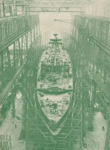 Shipbuilding Industry Prints: A light cruiser under construction, c1917 (1919)