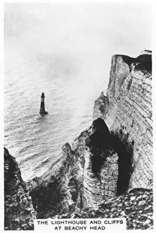Lighthouses In The UK Prints: The lighthouse and cliffs at Beachy Head, 1936