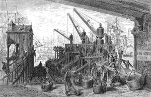 Victorian Era Transport Prints: Limehouse Dock, 1872. Creator: Gustave Doré