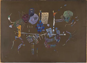 Abstract Expressionist Artists Russia Prints: Around the Line, 1943. Creator: Kandinsky, Wassily Vasilyevich (1866-1944)