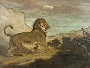 French Romantic Era Art Prints: Lion and Python, c1863. Creator: Antoine-Louis Barye