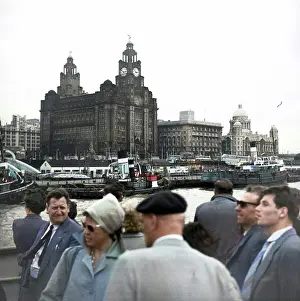 River Mersey Prints: Liver Building and Port of Liverpool Building Print, c1955