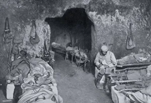 Living quarters in a French cave, World War I, 1915 Living quarters in a French cave, World War I, 1915