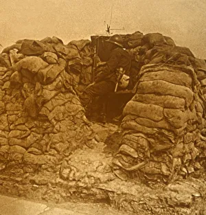 WWI Soldiers In Action Prints: Look-out on the front line, c1914-c1918