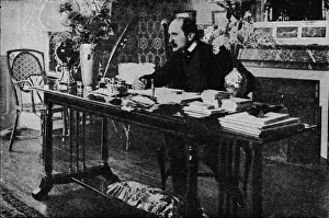 Print of Edmond Rostand in his Library