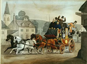 Print of a Mail Coach on the Bath to London Run, circa 1840