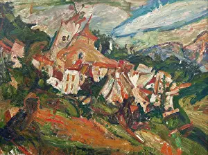 Expressionist Landscape Art Prints: Maisons a Ceret, c1920. Creator: Soutine, Chaim (1893-1943)