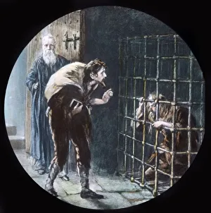 Lantern Slide Collection Prints: The Man in the Cage, c1910. Creator: Unknown