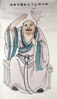 Asian Religious Iconography Prints: A man or deity, (unknown date). Creator: Unknown