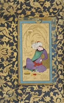 Abbasi Collection: Man in a Fur-Lined Coat, ca. 1600. Creator: Riza