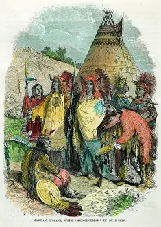 Mandan Indians, with Medicine Man in Bear Skin, c1875 Mandan Indians, with Medicine Man in Bear Skin, c1875