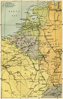 World War I Maps Prints: Map of the Belgian Frontier with Forts, 1919. Creator: Unknown