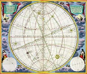Andreas Cellarius Artwork Prints: Map charting the movement of the Earth and Planets, 1660-1661. Artist: Andreas Cellarius