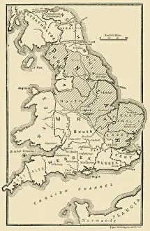 Map of England, Showing Anglo-Saxon Kingdoms and Danish Districts, (c9th century) Map of England, Showing Anglo-Saxon Kingdoms and Danish Districts, (c9th century)