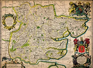 Map of Essex, 1678. Artists: John Ogilby, William Morgan Map of Essex, 1678. Artists: John Ogilby, William Morgan