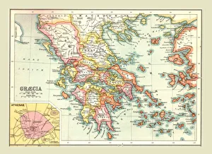 Century Atlas World Maps Prints: Map of Graecia, (1902). Creator: Unknown