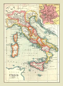 Ancient Rome Geography Prints: Map of Italia, (1902). Creator: Unknown