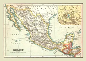 Century Atlas World Maps Prints: Map of Mexico, 1902. Creator: Unknown