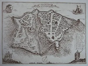 Map of Poltava in the early 18th-century. Artist: Anonymous Map of Poltava in the early 18th-century. Artist: Anonymous