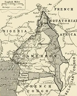Map Showing the German Cameroon Colony, 1916. Creator: Unknown Map Showing the German Cameroon Colony, 1916. Creator: Unknown