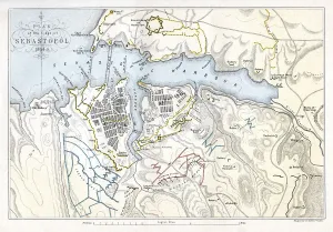 Map showing the Siege of Sevastopol, Crimean War, 1854-1855, (1893).Artist: Robert Walker Map showing the Siege of Sevastopol, Crimean War, 1854-1855, (1893).Artist: Robert Walker