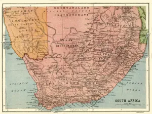 Map of South Africa, c1914, (c1920). Creator: John Bartholomew & Son Map of South Africa, c1914, (c1920). Creator: John Bartholomew & Son