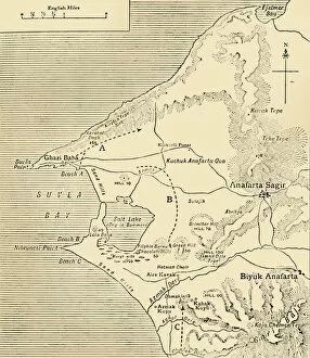 Images Dated 1st August 2019: Map of Suvla Bay, Gallipoli peninsula, First World War, 1915, (c1920). Creator: Unknown