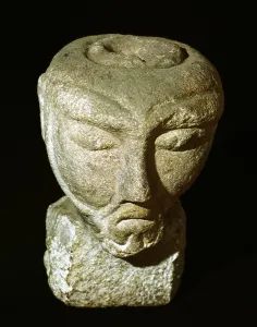 Maponus Head Print, a stone sculpture fragment