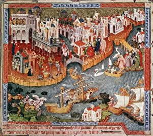 Images Dated 5th August 2005: Marco Polo sailing from Venice in 1271, (15th century)