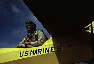 Alfred Palmer Collection: A marine glider pilot in training, a lieutenant, at Page Field, Parris Island, S. C. 1942
