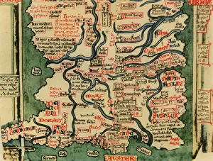 Matthew Pariss Map of Great Britain showing rivers & towns in the south of England & part of Wales, c.1250 (1944) Matthew Pariss Map of Great Britain showing rivers & towns in the south of England & part of Wales, c.1250 (1944)
