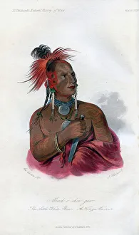 Meach-o-shin-gaw, The Little White Bear, A Konza Warrior, 1848. Artist: Harris Meach-o-shin-gaw, The Little White Bear, A Konza Warrior, 1848. Artist: Harris