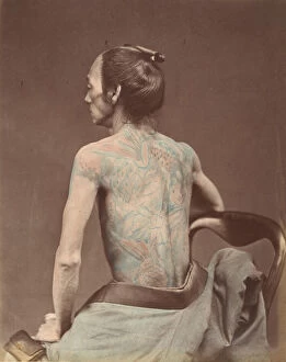 Albumen Silver Print From Glass Negative With Applied Colour Collection: Mechanic Tattooing, 1870s. Creator: Unknown