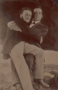 Two Men Embracing Print, Late 19th Century