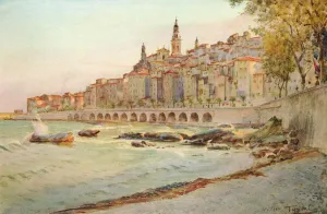 Mediterranean Sea Views Prints: Mentone, from Garavan, c1910, (1912). Artist: Walter Frederick Roofe Tyndale