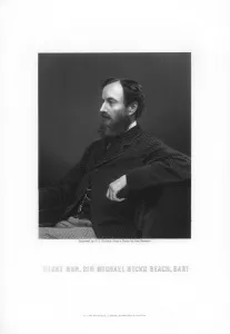 Michael Edward Hicks Beach, 1st Earl St Aldwyn, English statesman, 1881.Artist: George J Stodart Michael Edward Hicks Beach, 1st Earl St Aldwyn, English statesman, 1881.Artist: George J Stodart