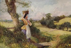 The Milkmaid, 1860, (c1915). Artist: Birket Foster The Milkmaid, 1860, (c1915). Artist: Birket Foster