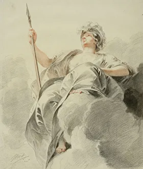 Heritage Art Netherlands Europe Prints: Minerva seated on a cloud. Creator: Jacob de Wit