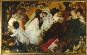 Austrian Oil Paintings Prints: Modern Amoretti, Triptych, right panel, 1868. Creator: Makart, Hans (1840-1884)