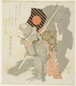 Monkey performing Sanbaso dance Print, 1824
