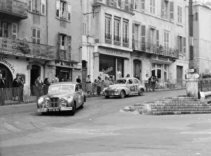 Monte Carlo Rally, 1954: Jaguar and Peugeot Print