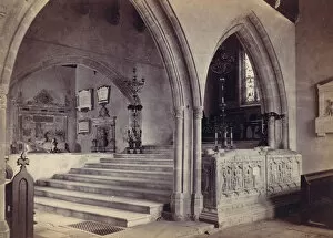 Altar Screen Collection: Monuments and Chancel Steps, Tenby Church, 1870s. Creator: Francis Bedford