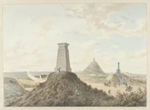 Battle Of Waterloo History Prints: Monuments at Waterloo, 1815, 1815-1820. Creators: Anon, Gerrit Lamberts